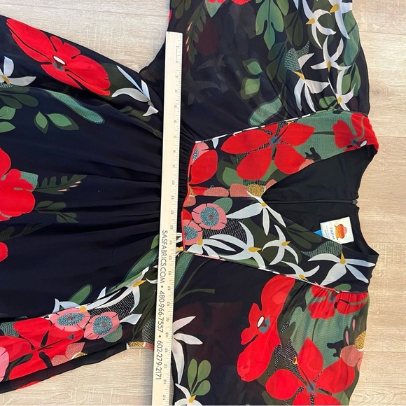 Farm Rio size XS Silk Floral Long Sleeve Maxi Dress, balloon sleeves - Picture 9 of 12
